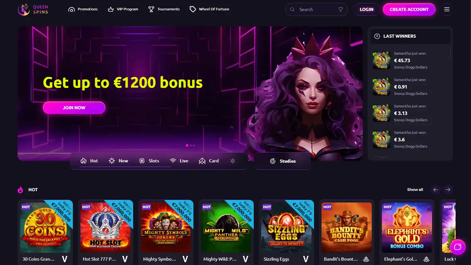 Queenspins Casino screenshot 1