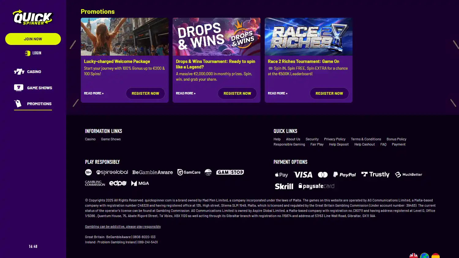 Quickspinner Casino screenshot 3