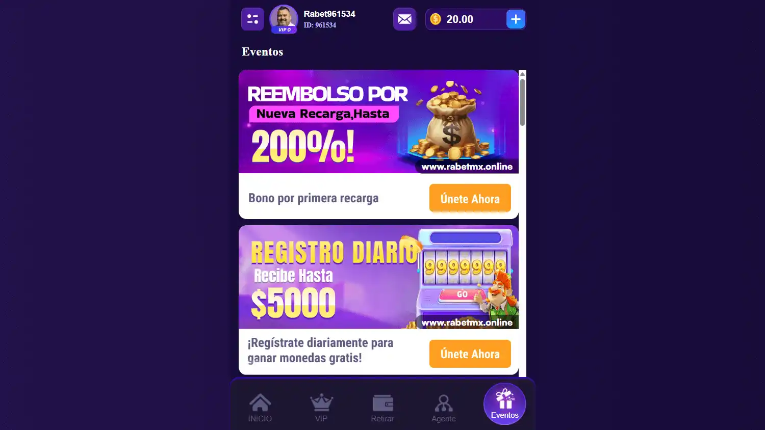Rabetmx Casino screenshot 2