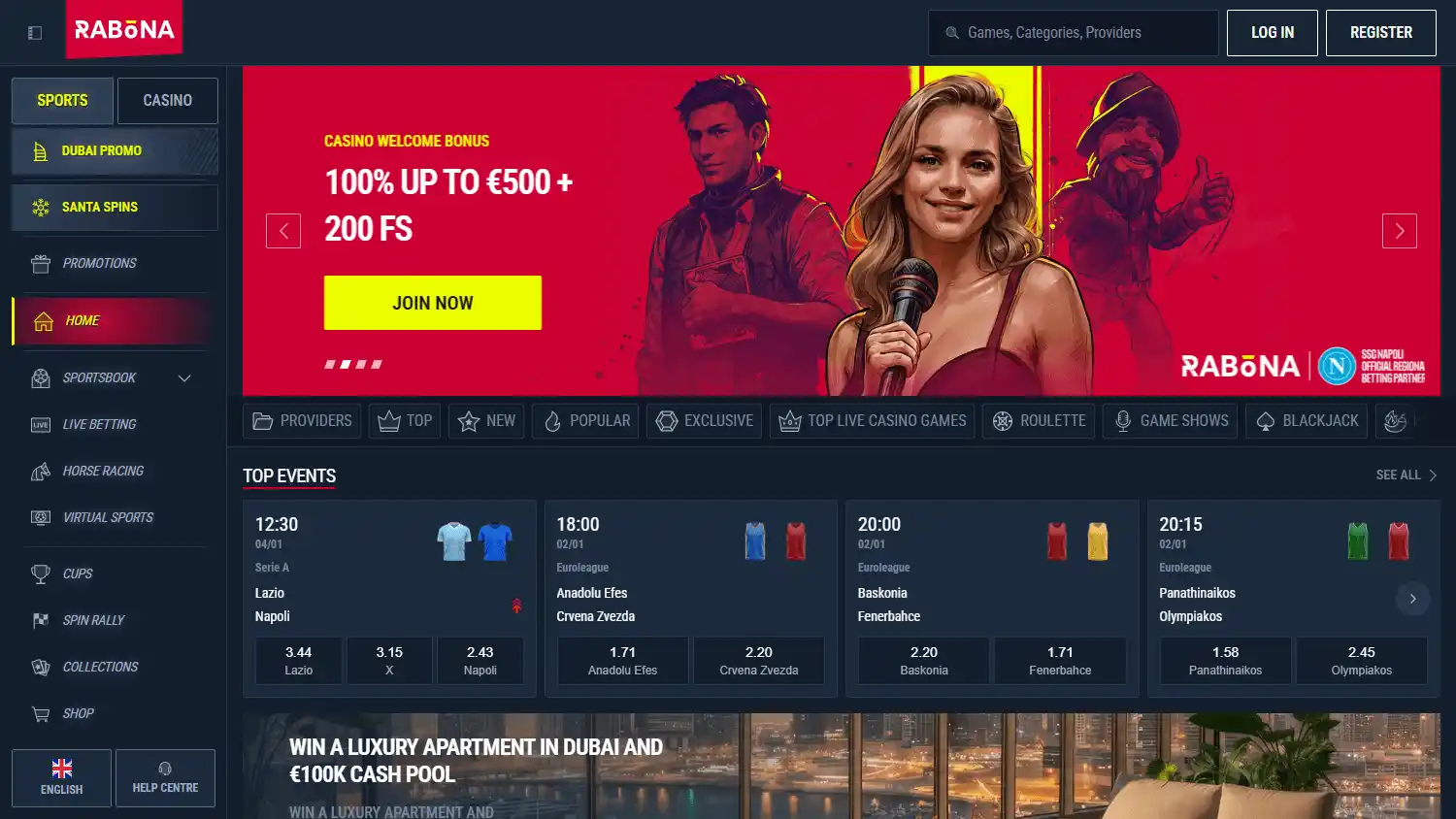 Rabona Casino screenshot 2