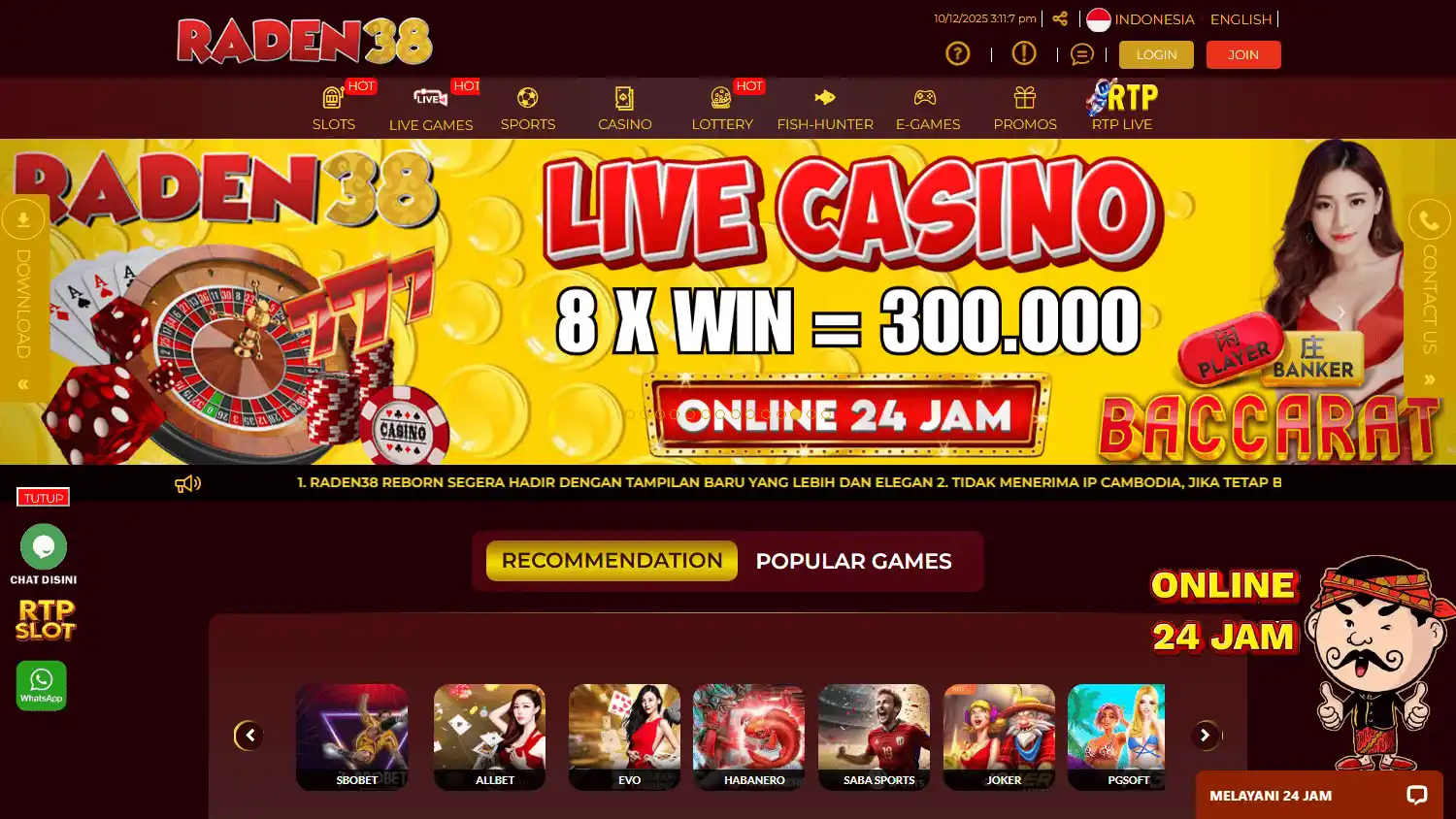 Raden38 Casino screenshot 1