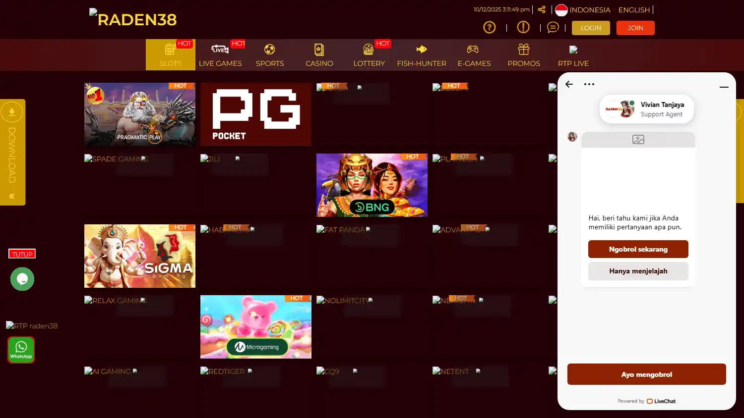 Raden38 Casino screenshot 2