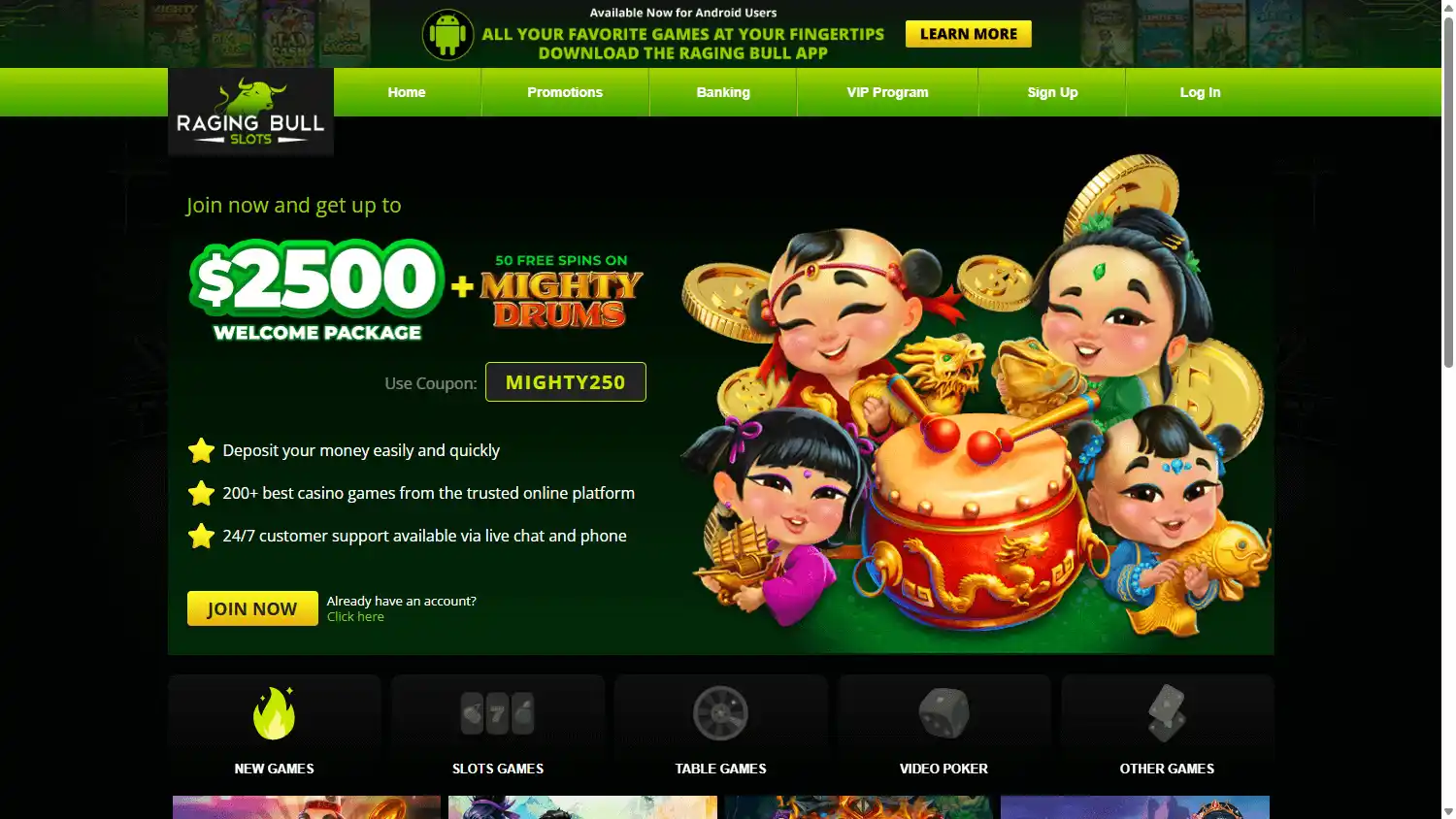 Raging Bull Slots Casino screenshot 1