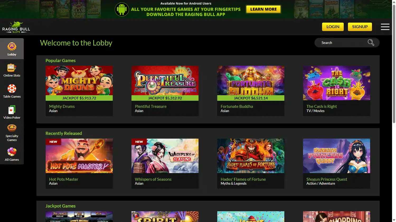 Raging Bull Slots Casino screenshot 2
