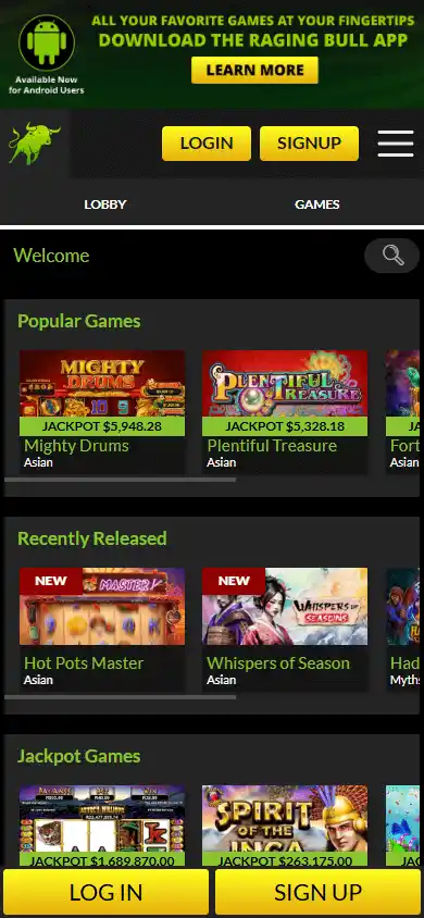 Raging Bull Slots Casino screenshot 5