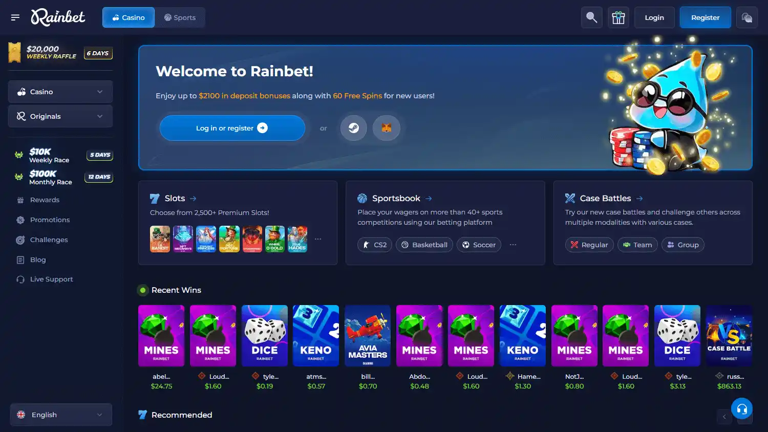 RainBet Casino screenshot 1