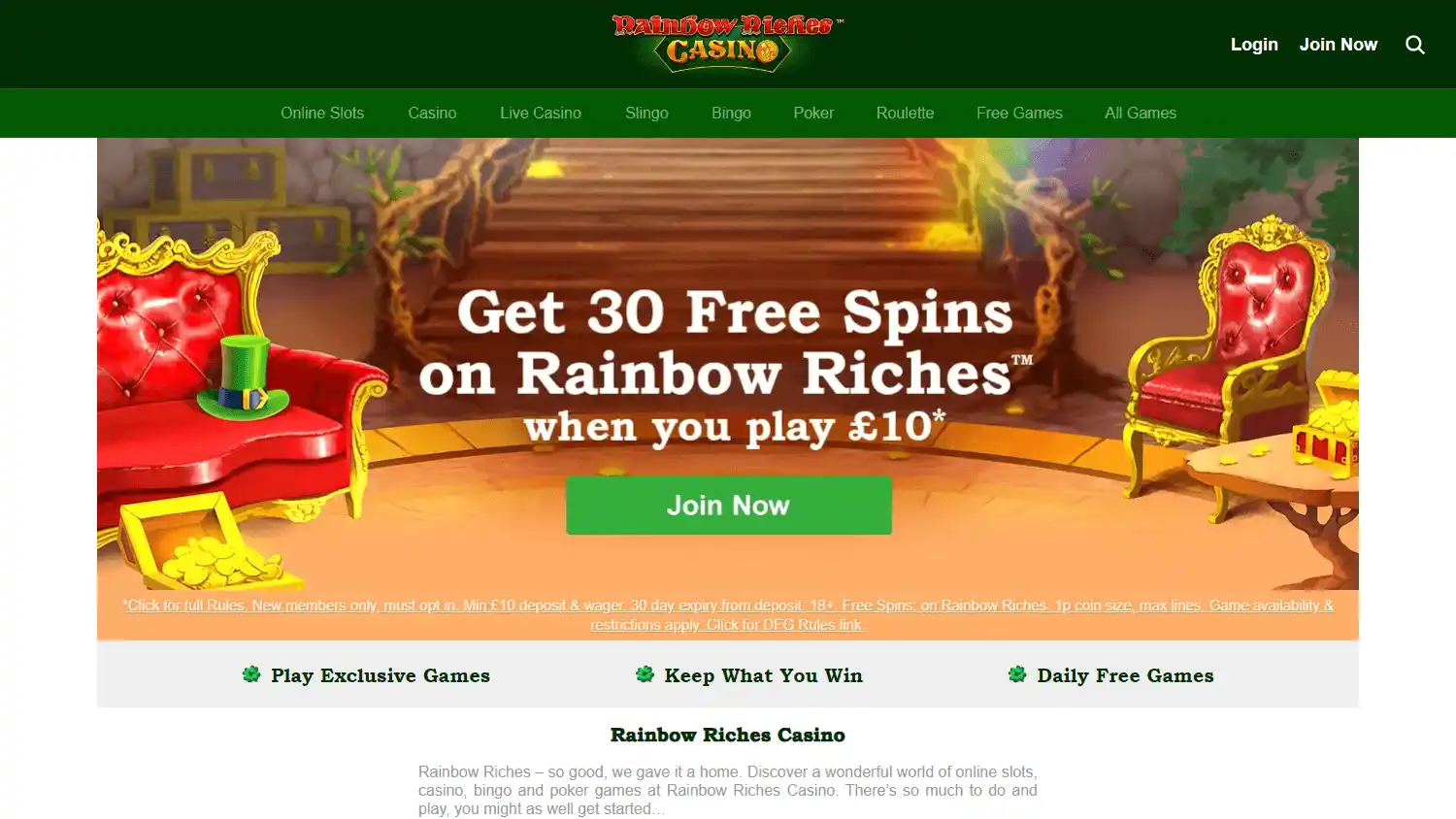 Rainbow Riches Casino screenshot 1