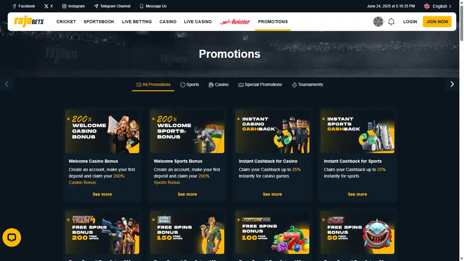 Rajabets Casino screenshot 3