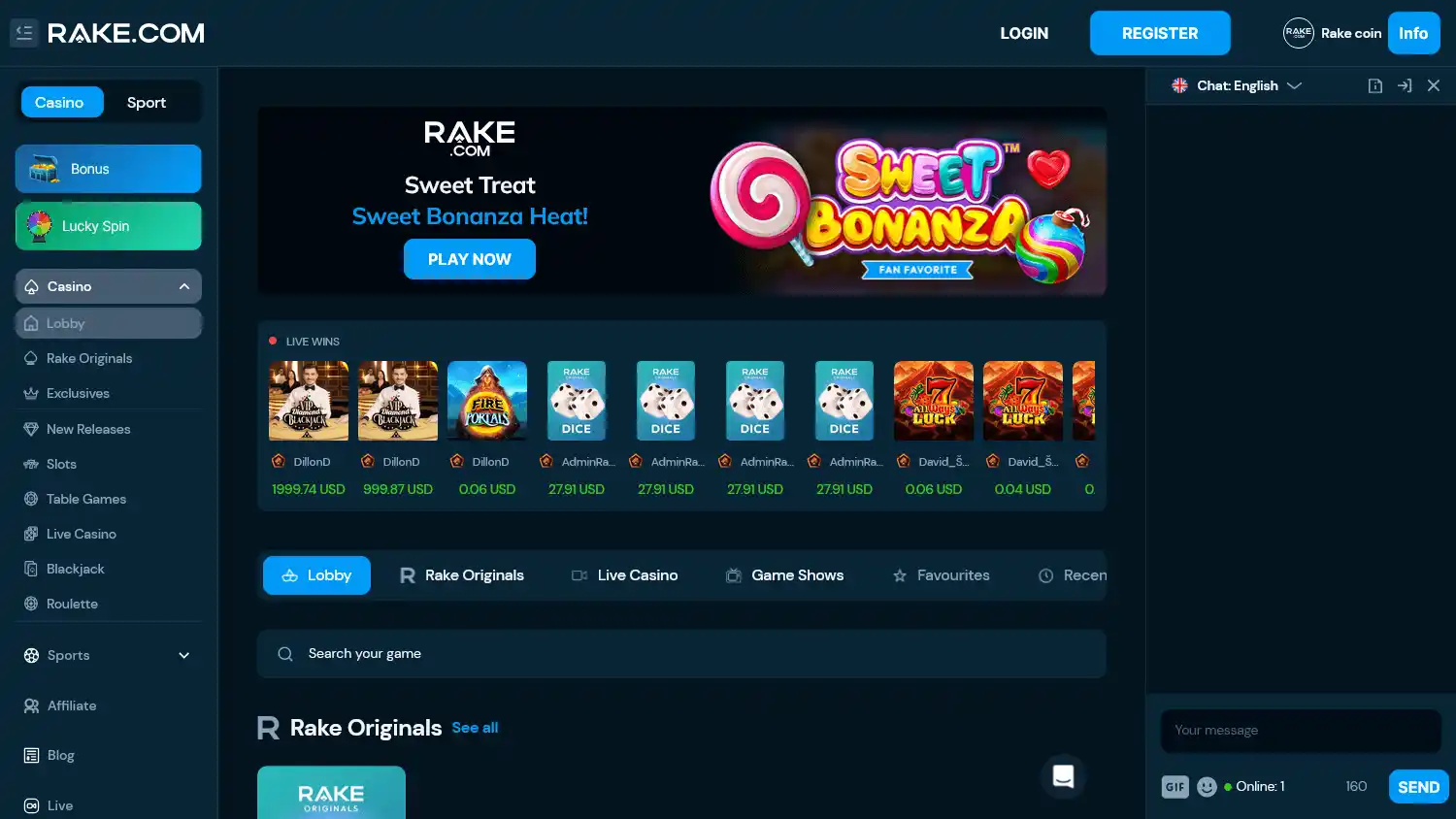 Rake Casino screenshot 2