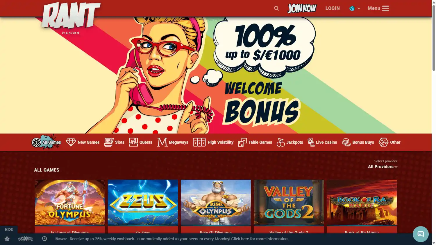 RANT Casino screenshot 1