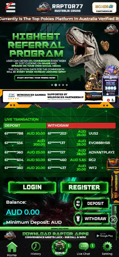 Raptor77 Casino screenshot 4