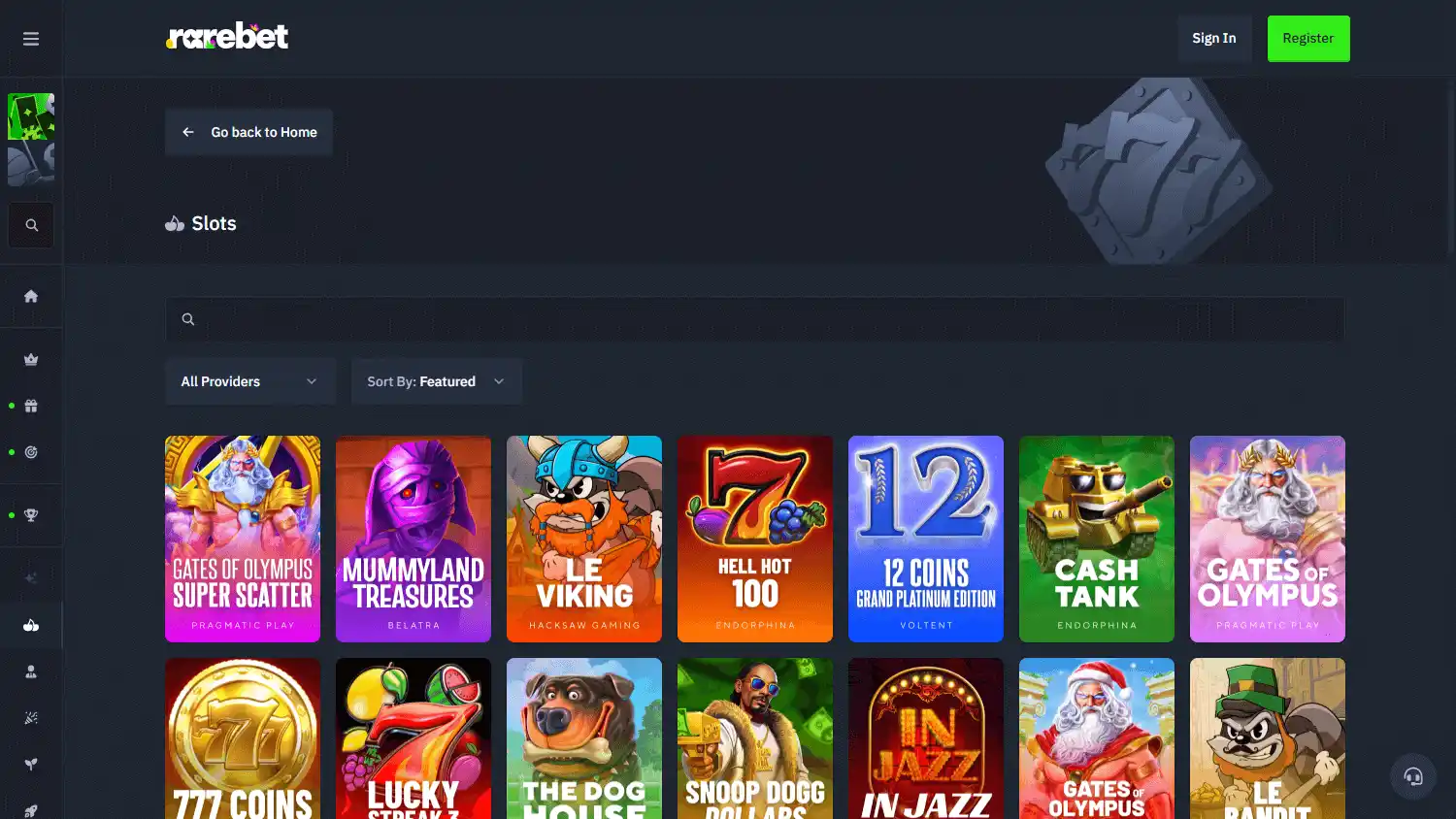 Rarebet Casino screenshot 2