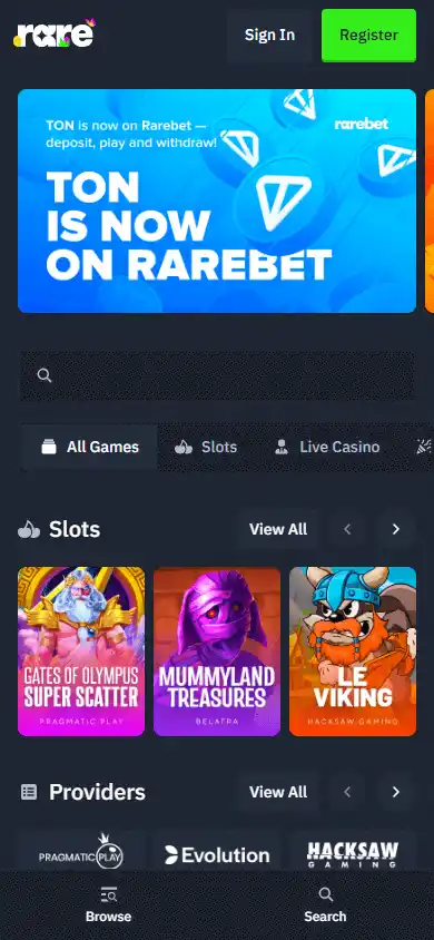Rarebet Casino screenshot 4