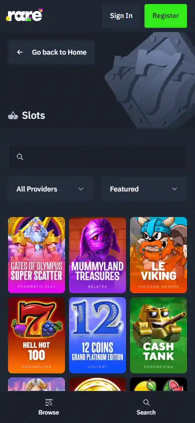 Rarebet Casino screenshot 5