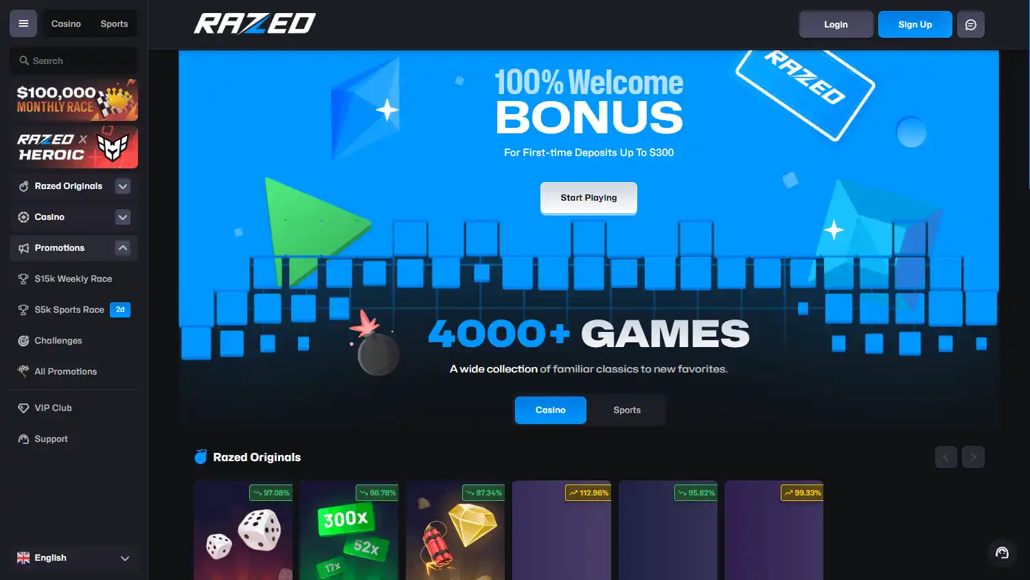 Razed Casino screenshot 1