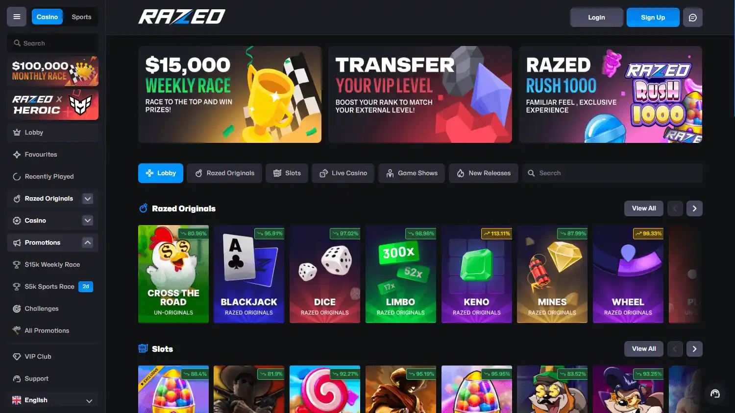 Razed Casino screenshot 2