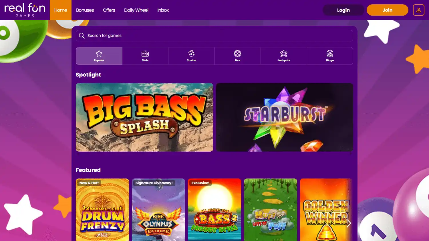 Real Fun Games Casino screenshot 2