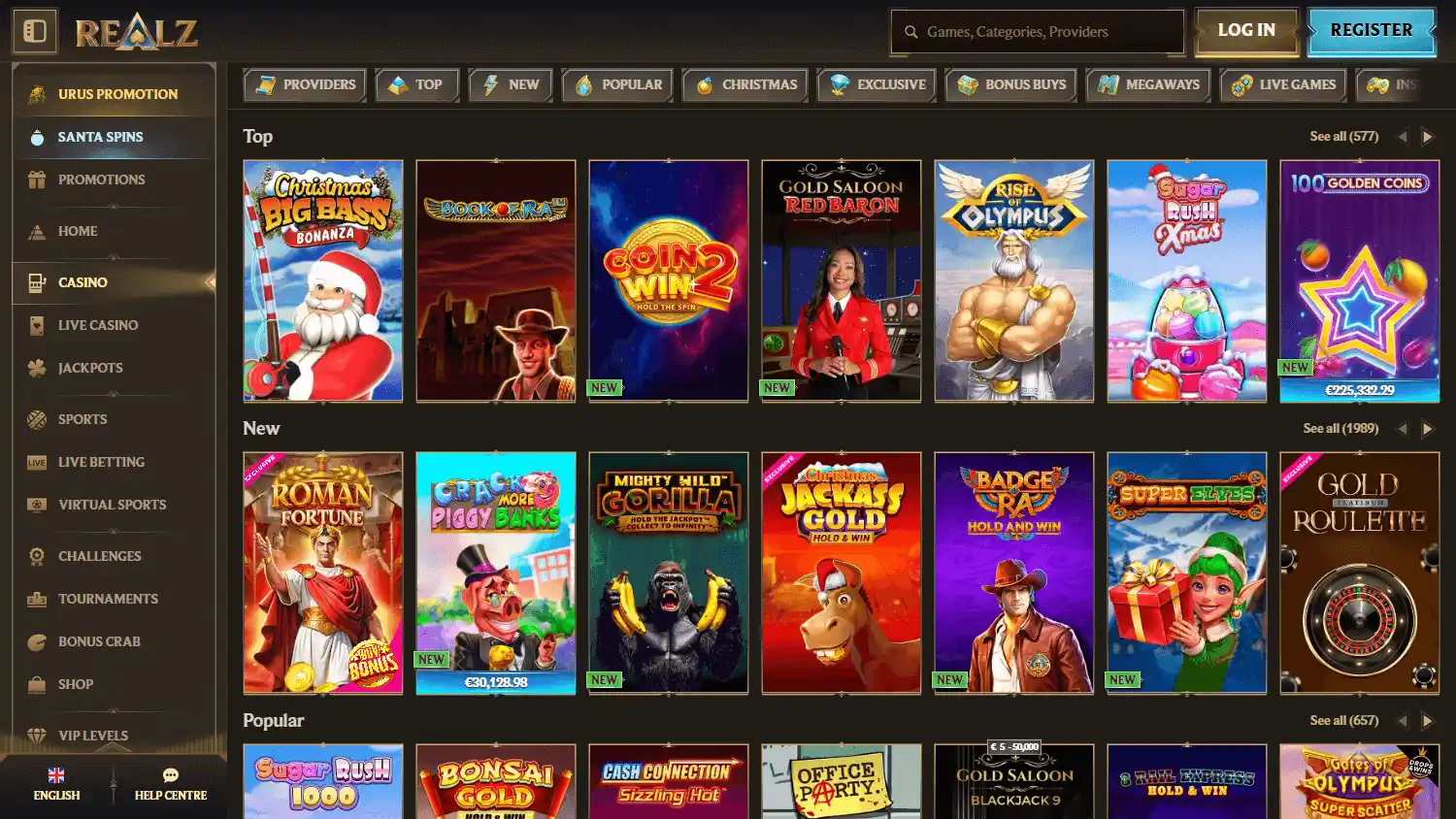 Realz Casino screenshot 2
