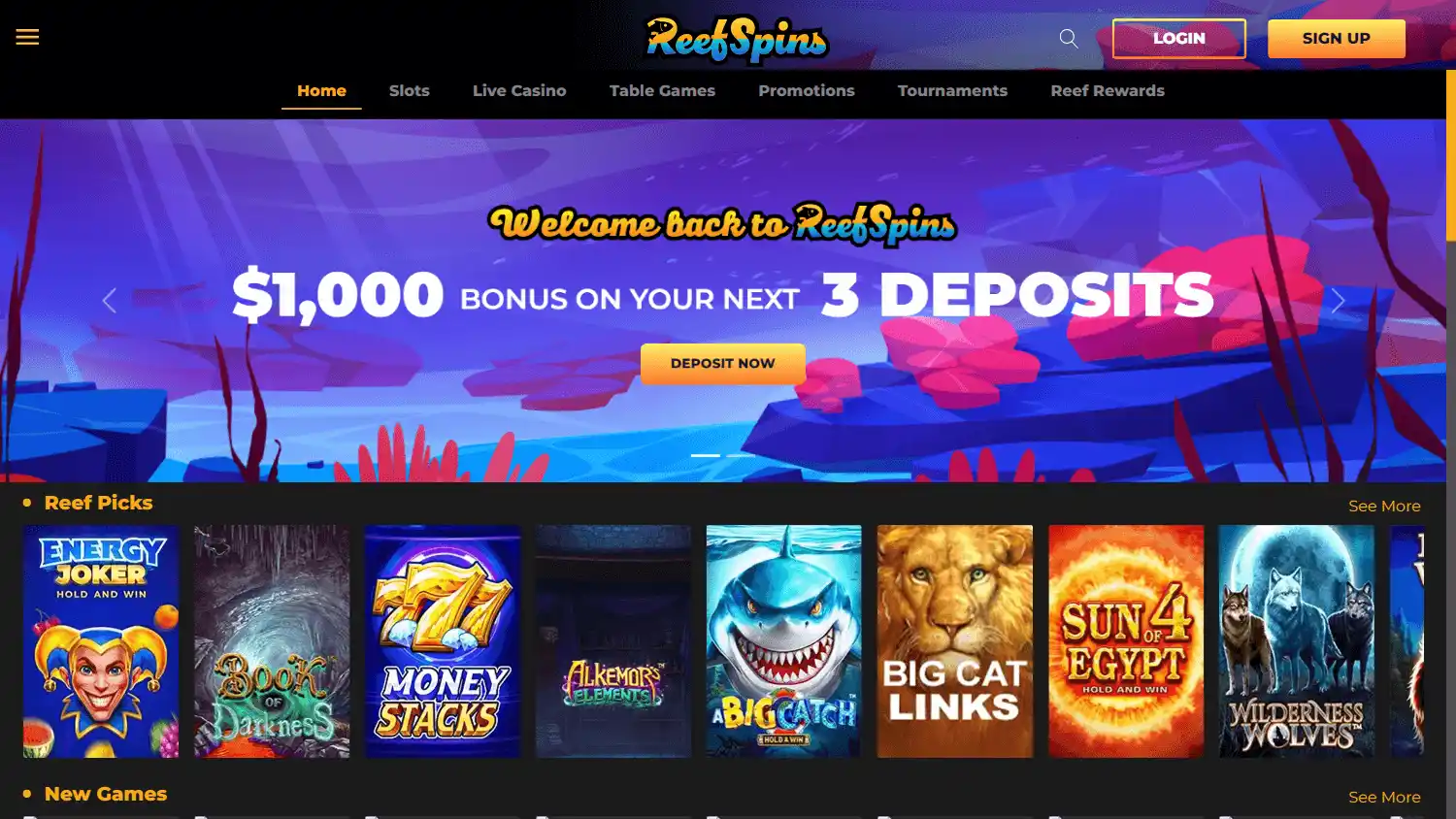 ReefSpins Casino screenshot 1