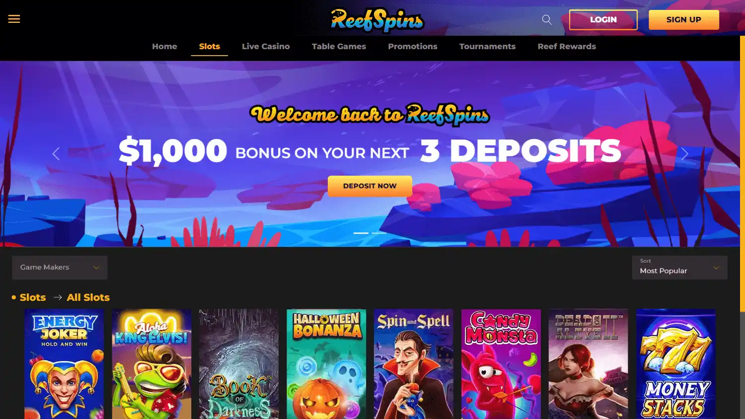 ReefSpins Casino screenshot 2