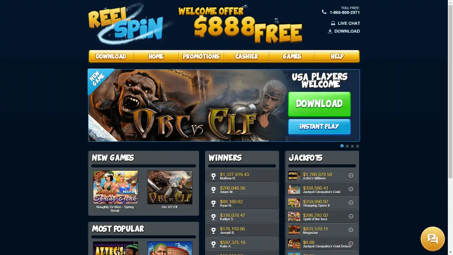 Reel Spin Casino screenshot 1