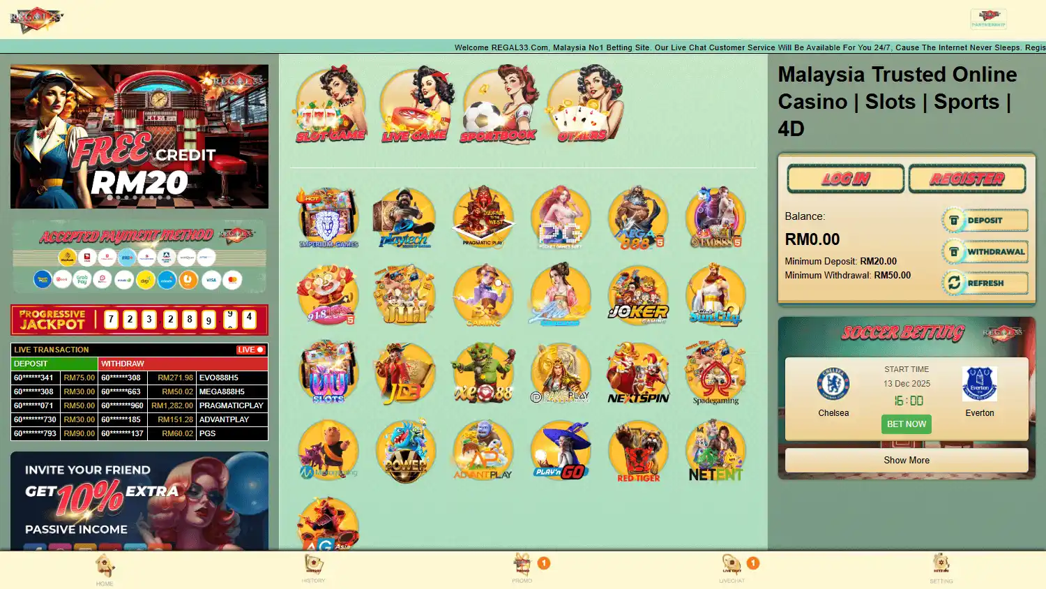 Regal33 Casino screenshot 1