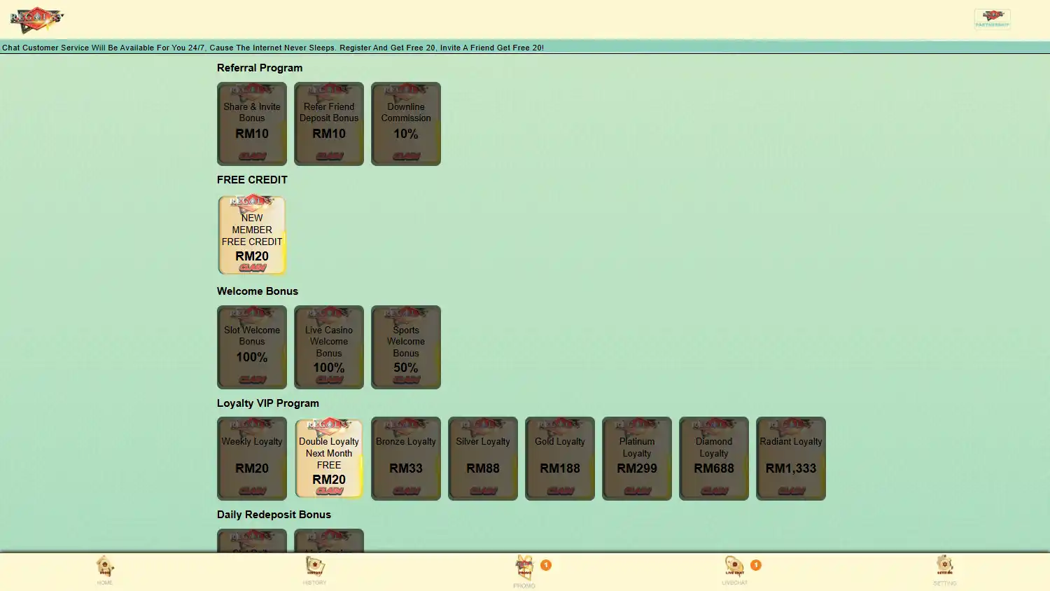 Regal33 Casino screenshot 2