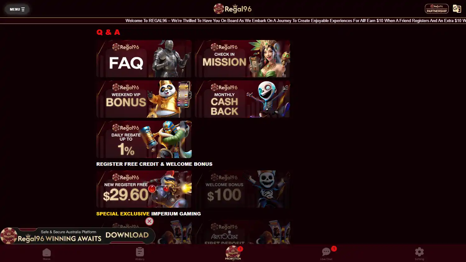 Regal96 Casino screenshot 3