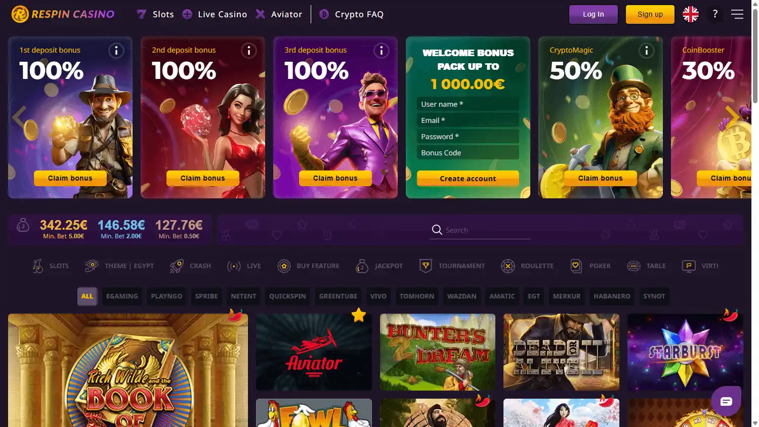 Respin.bet Casino screenshot 1