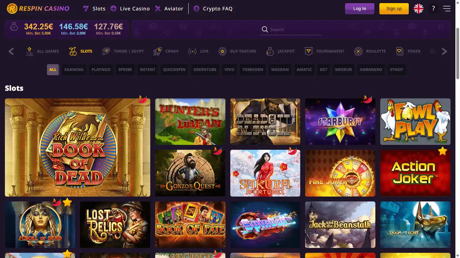 Respin.bet Casino screenshot 2
