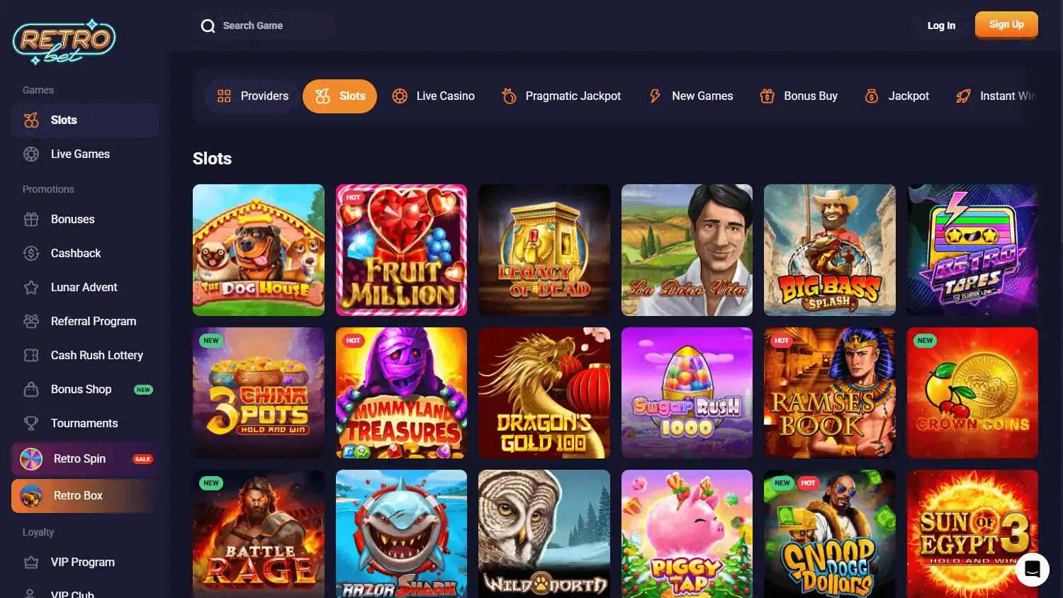 Retro Bet Casino screenshot 2