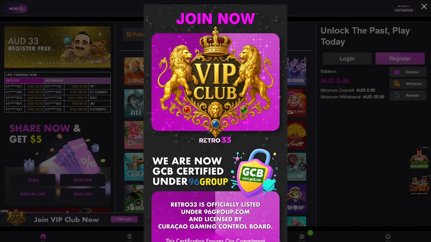 Retro33 Casino screenshot 2