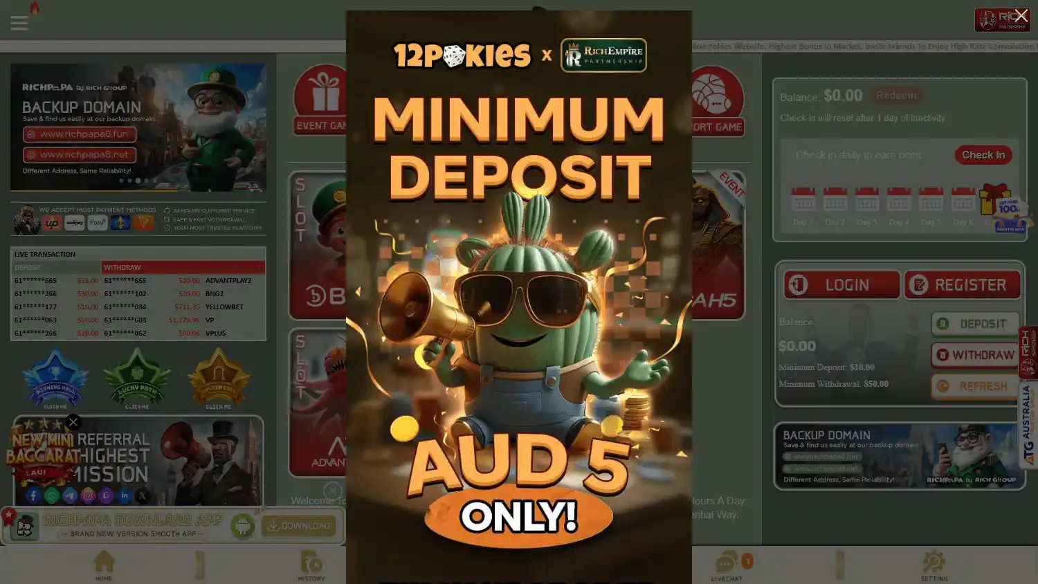 Rich Papa Casino screenshot 2