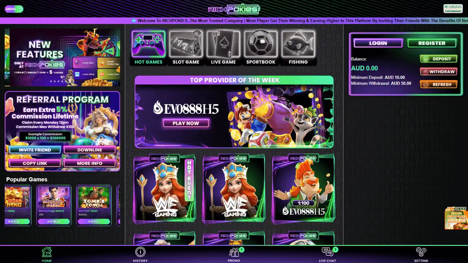 RichPokies Casino screenshot 1
