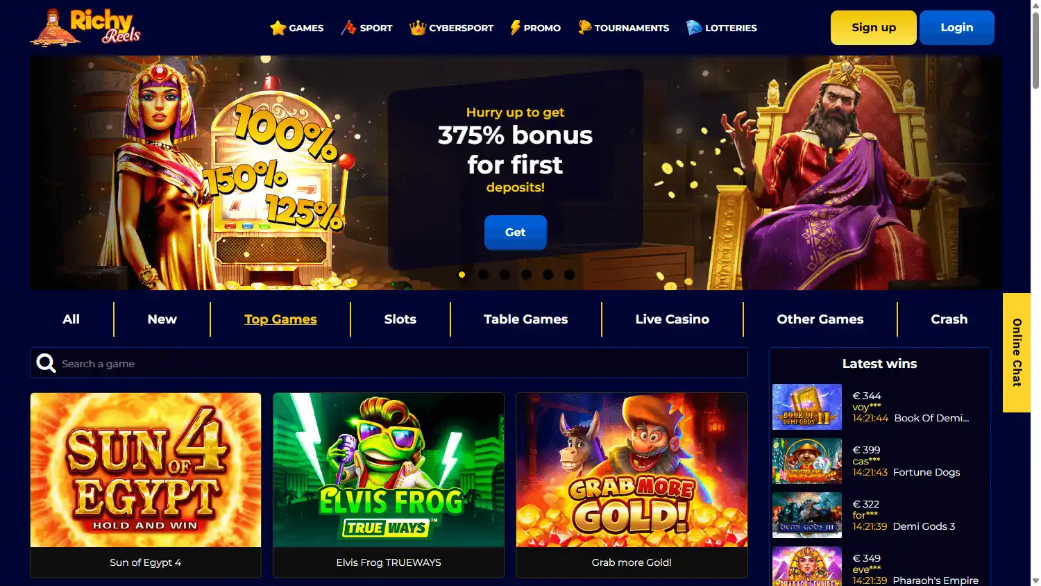Richy Reels Casino screenshot 1