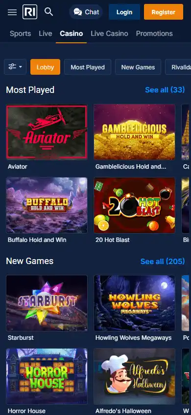 Rivalo Casino screenshot 5