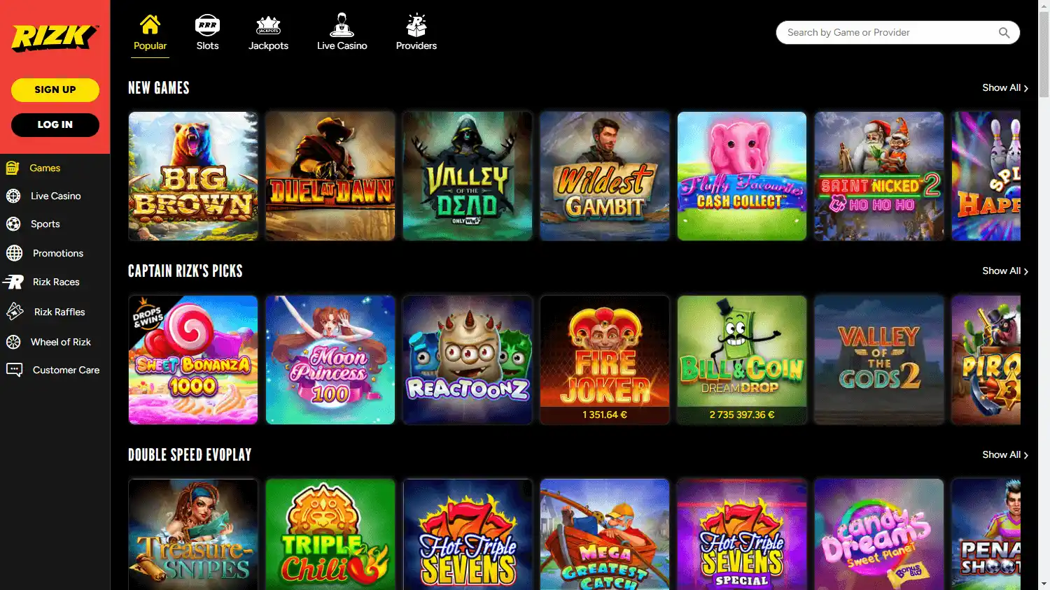 Rizk Casino screenshot 2