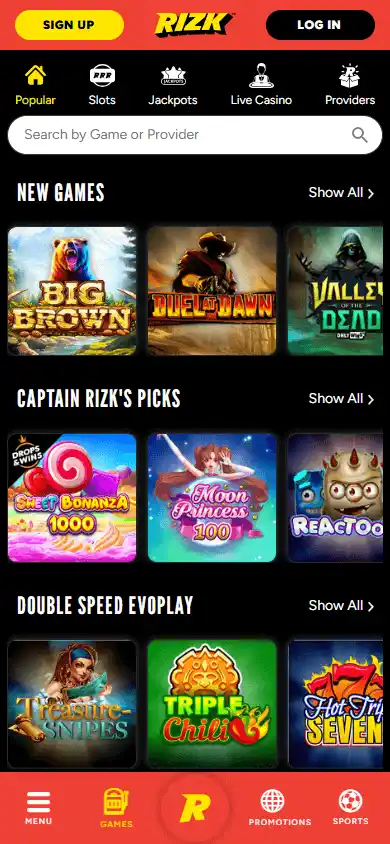 Rizk Casino RS screenshot 6