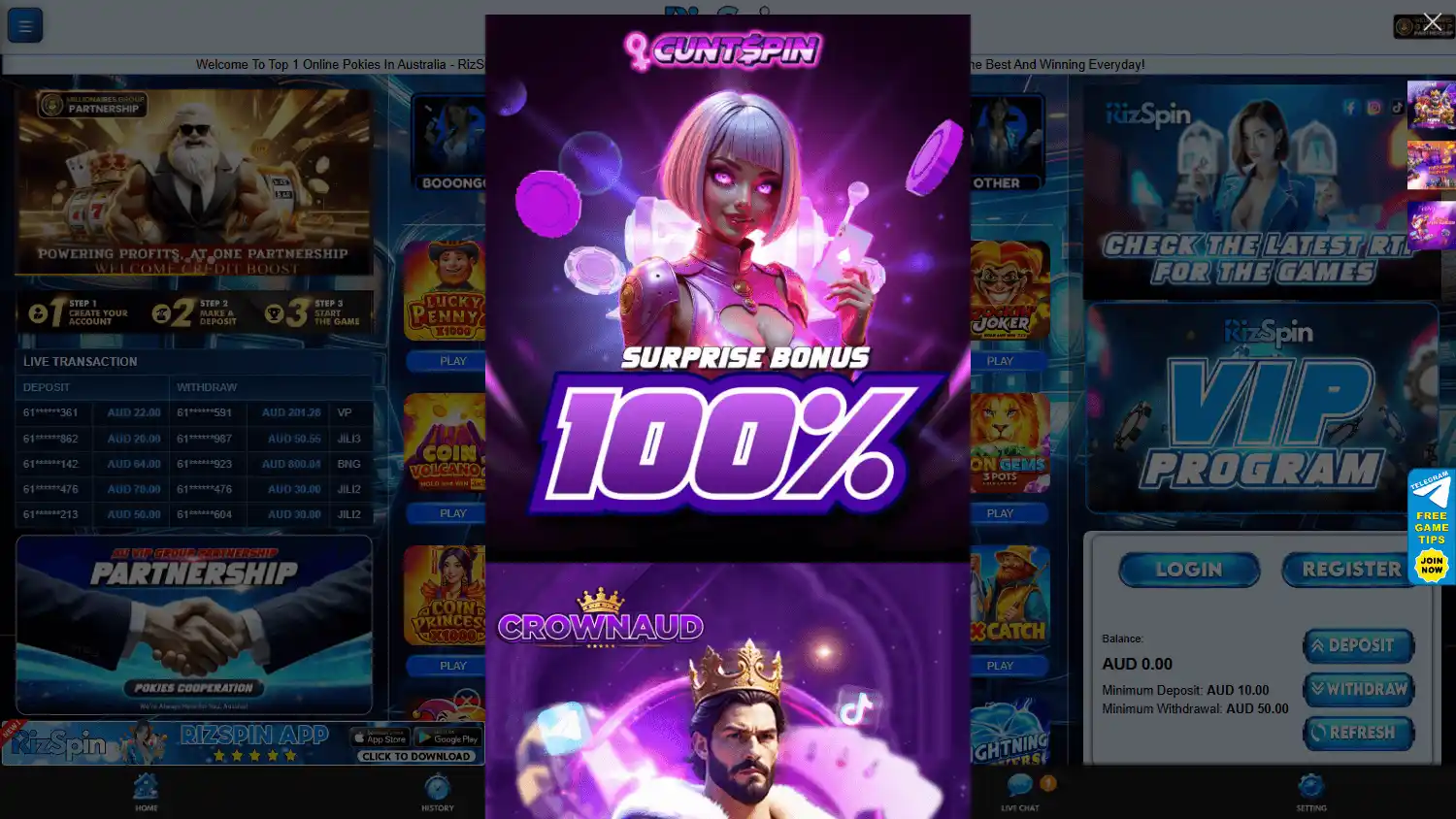RizSpin Casino screenshot 1