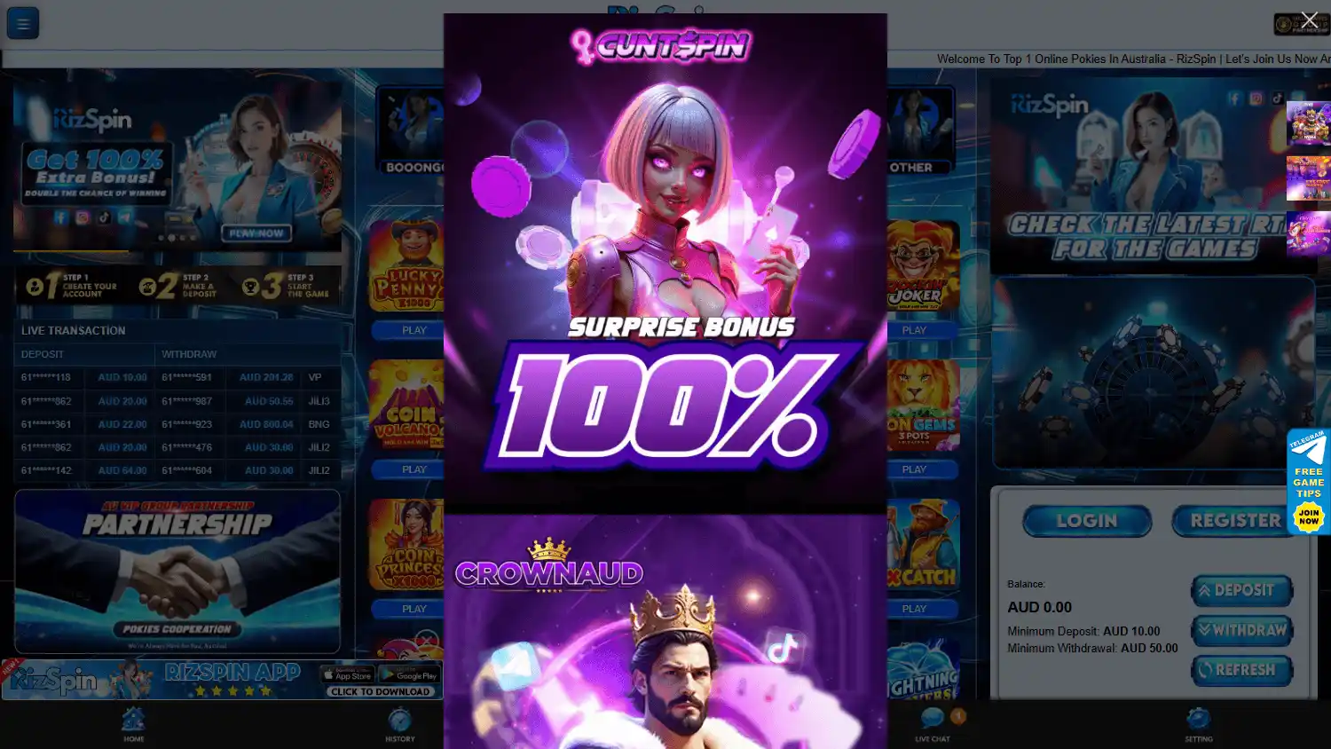 RizSpin Casino screenshot 2
