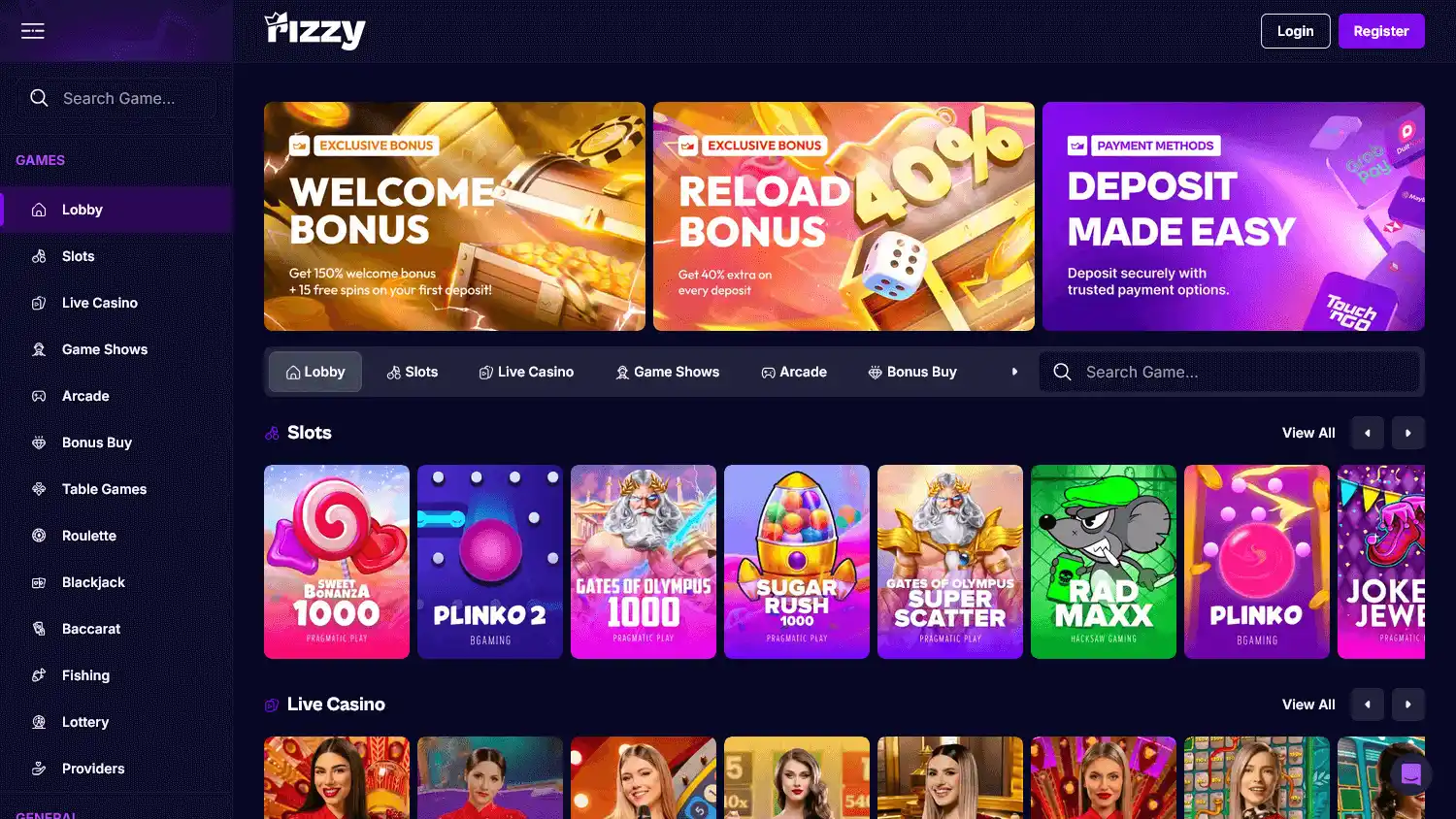 Rizzy Casino screenshot 1