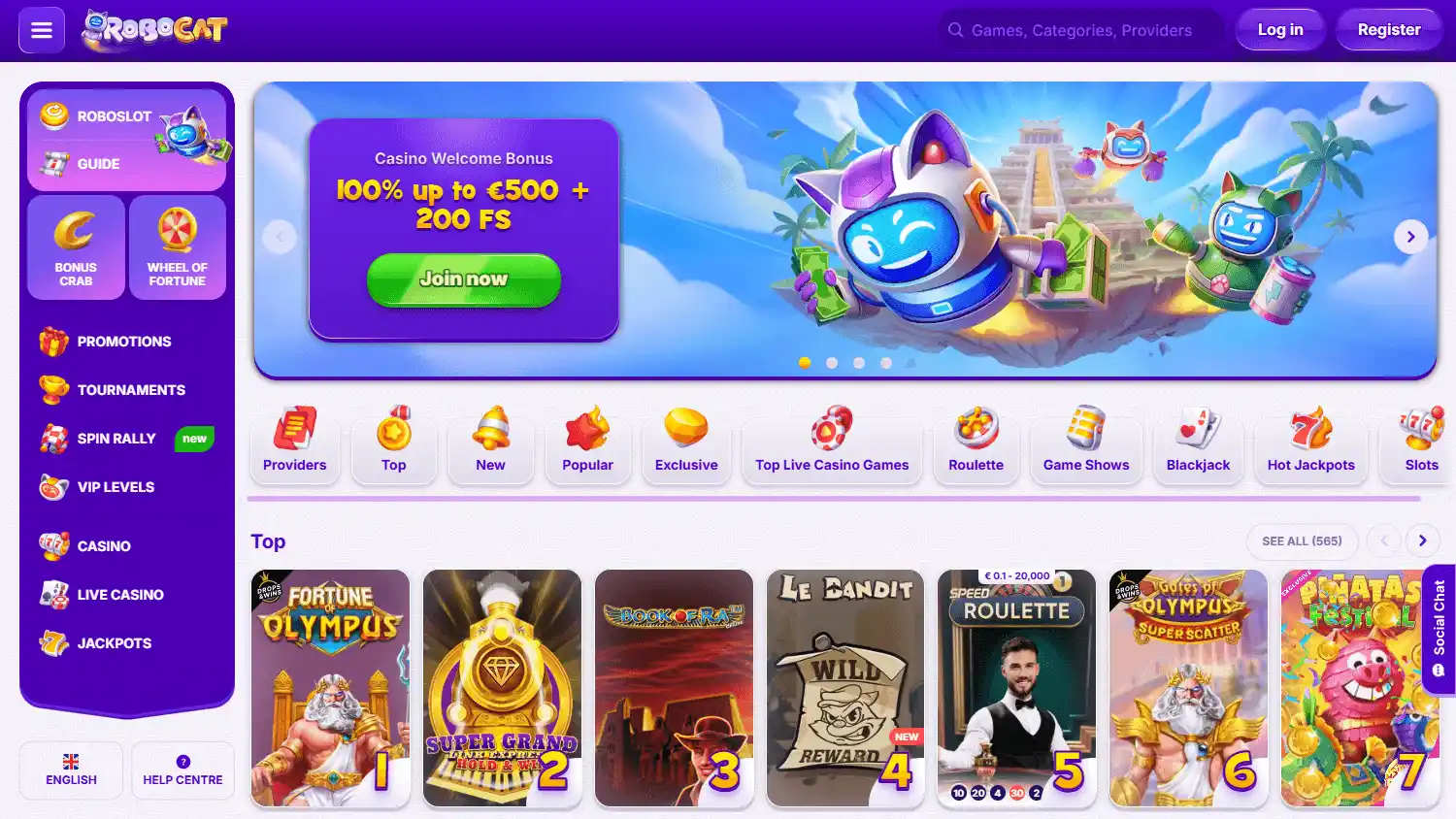 RoboCat Casino screenshot 1