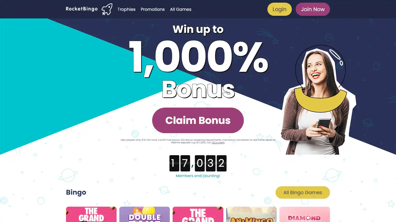 Rocket Bingo Casino screenshot 1