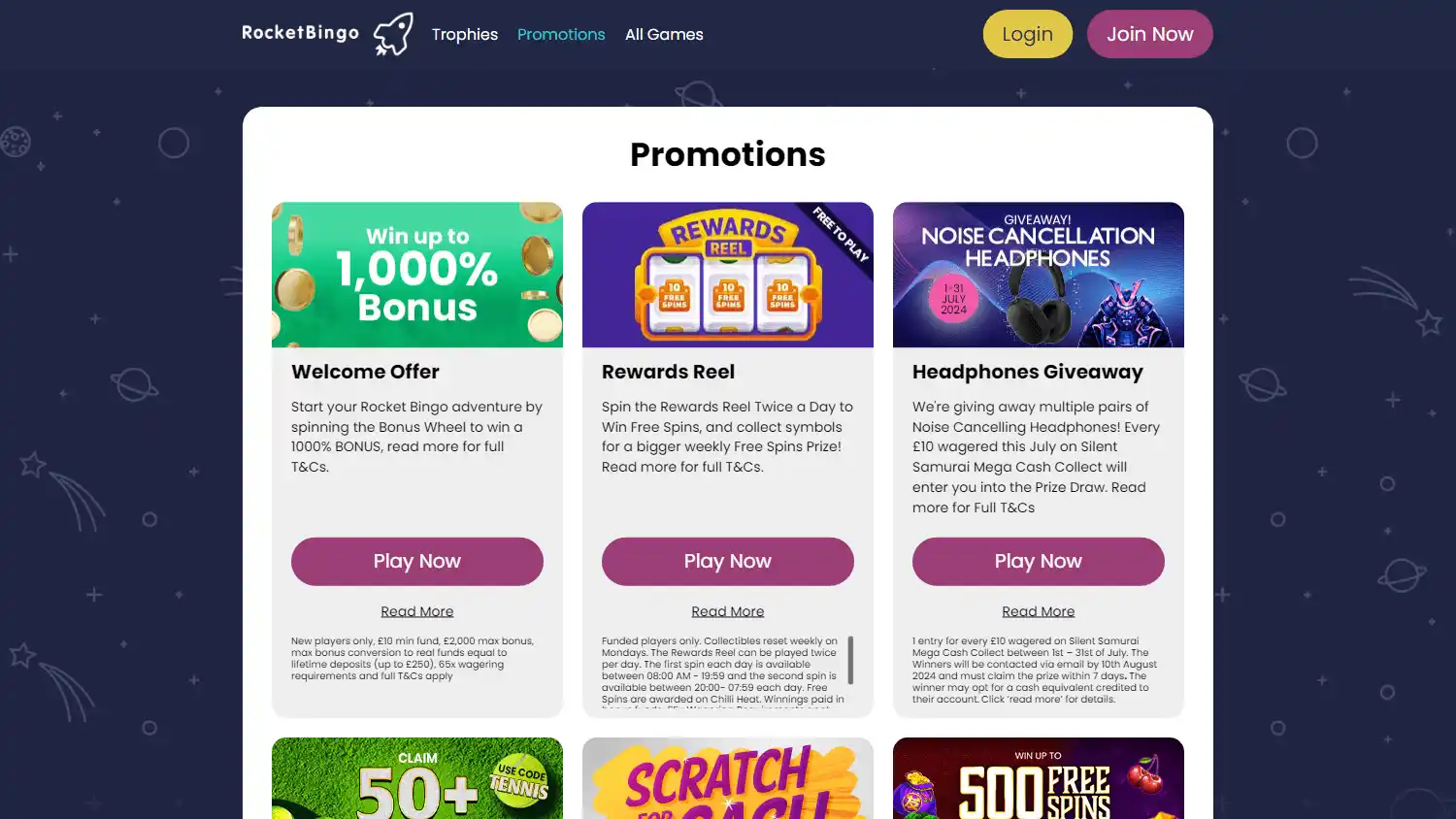 Rocket Bingo Casino screenshot 3