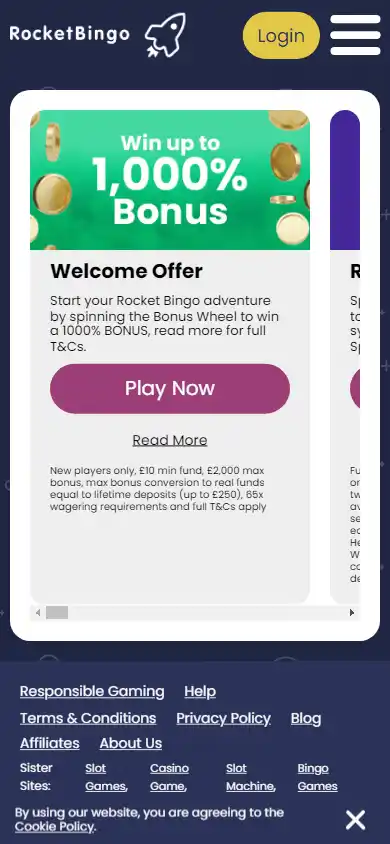 Rocket Bingo Casino screenshot 6