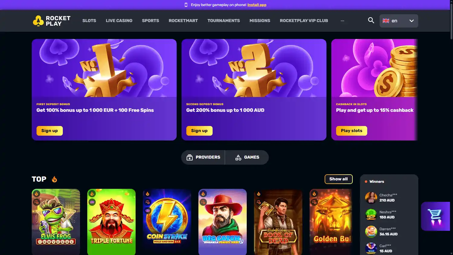 RocketPlay Casino screenshot 1