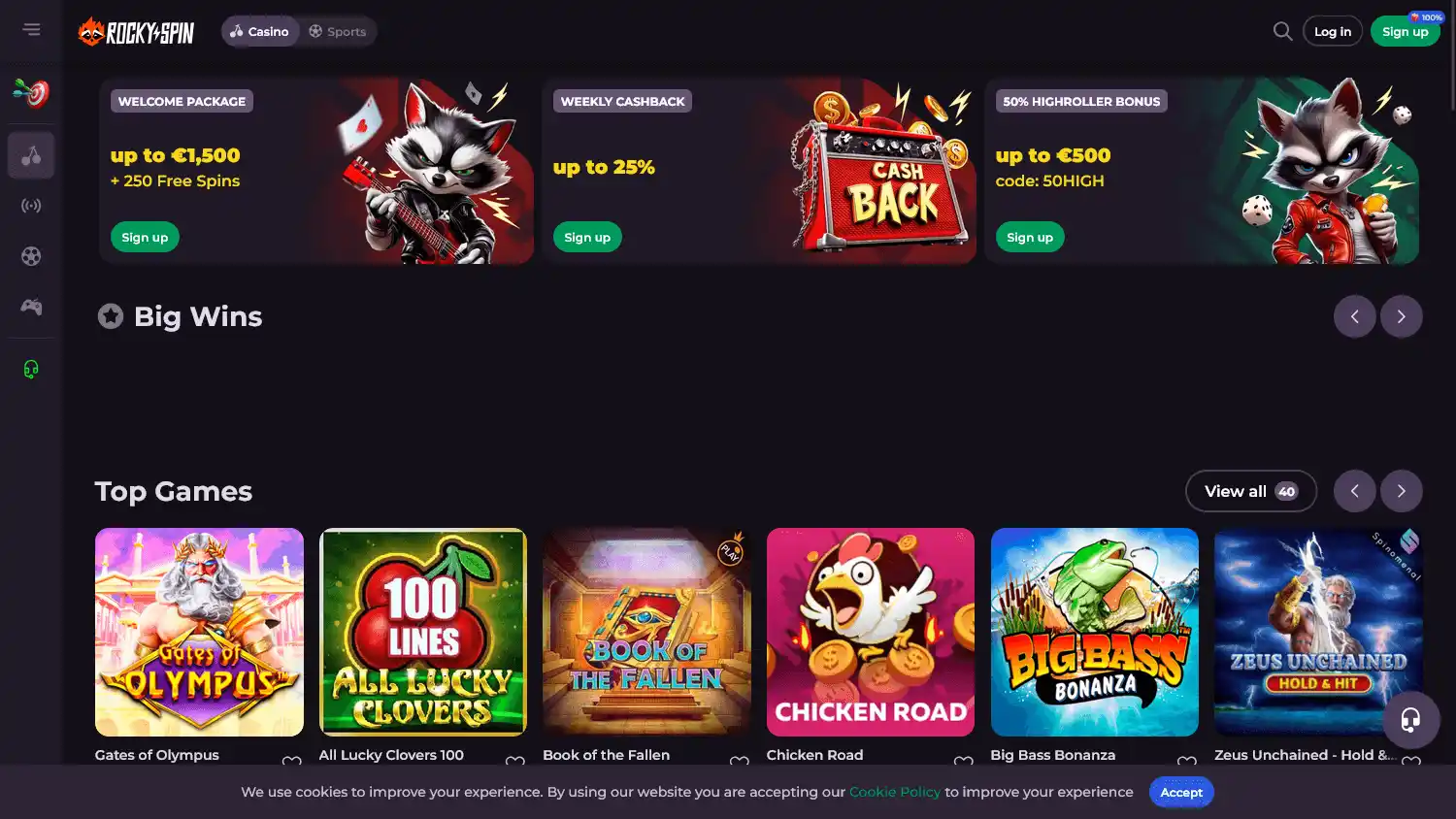 RockySpin Casino screenshot 1