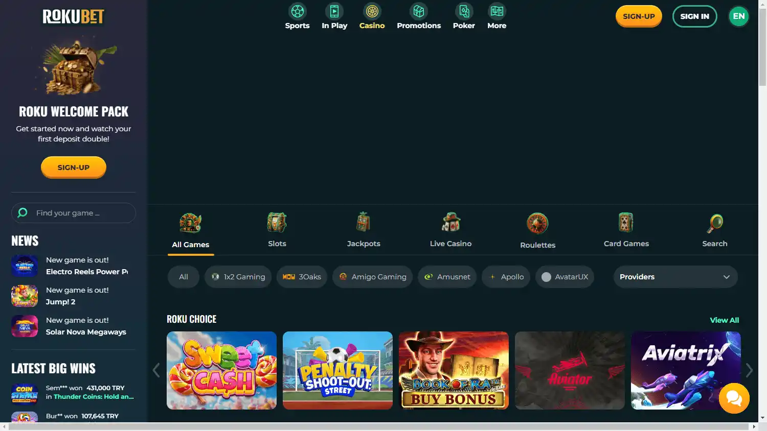 RokuBet Casino screenshot 2