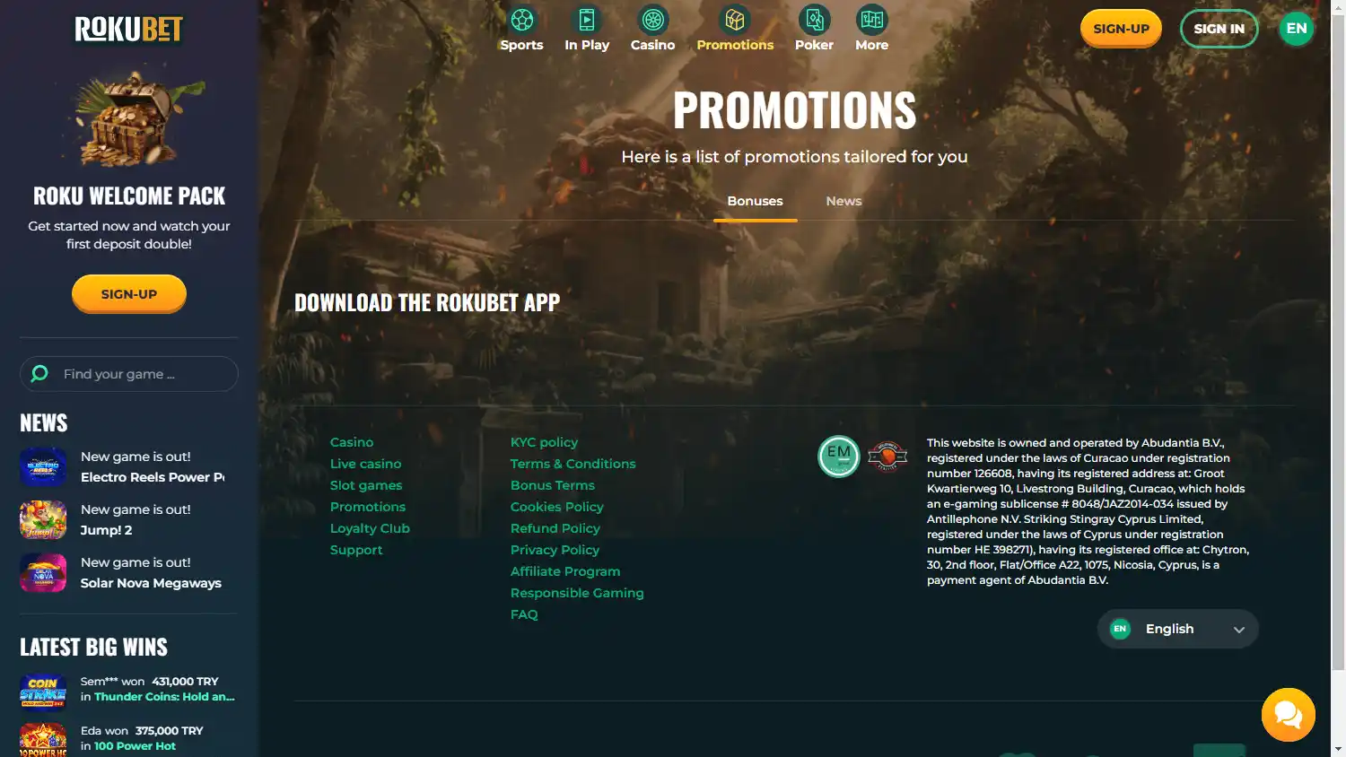 RokuBet Casino screenshot 3