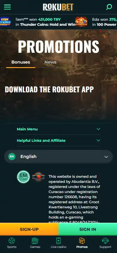 RokuBet Casino screenshot 6